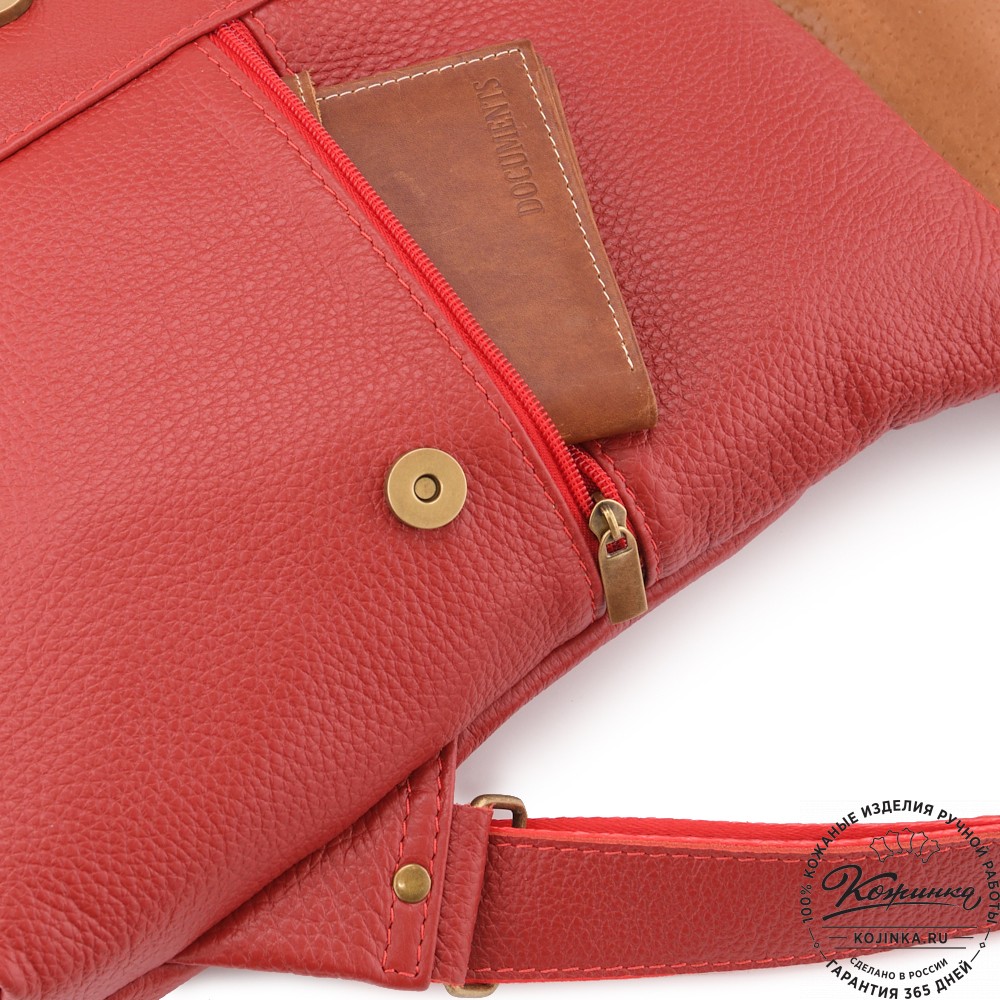 Кожаный рюкзак "Голландия NEW " (красный) 